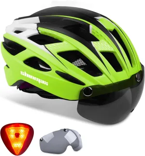 Shinmax Bike Helmet, CPSC/CPC Bike Helmet for Adult Men Women with Magnetic Goggles&Led Back Light Cycling Helmet Adjustable SM-T69