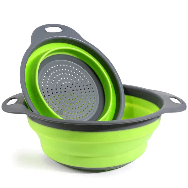 Silicone Foldable Colanders Strainer Drain Basket Fruit Vegetable Cleaning Basket