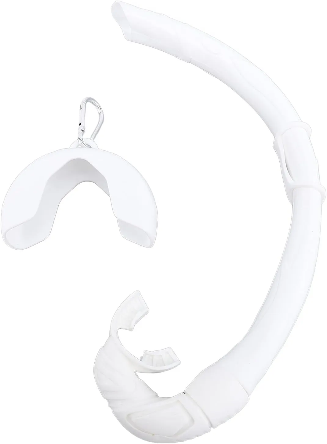 Silicone Snorkel,Freediving Snorkel Silicone Foldable Roll Up Snorkel Wet Breathing Tube for Swim Training Diving Snorkeling Portable Travel Gear Underwater Exploration (White)