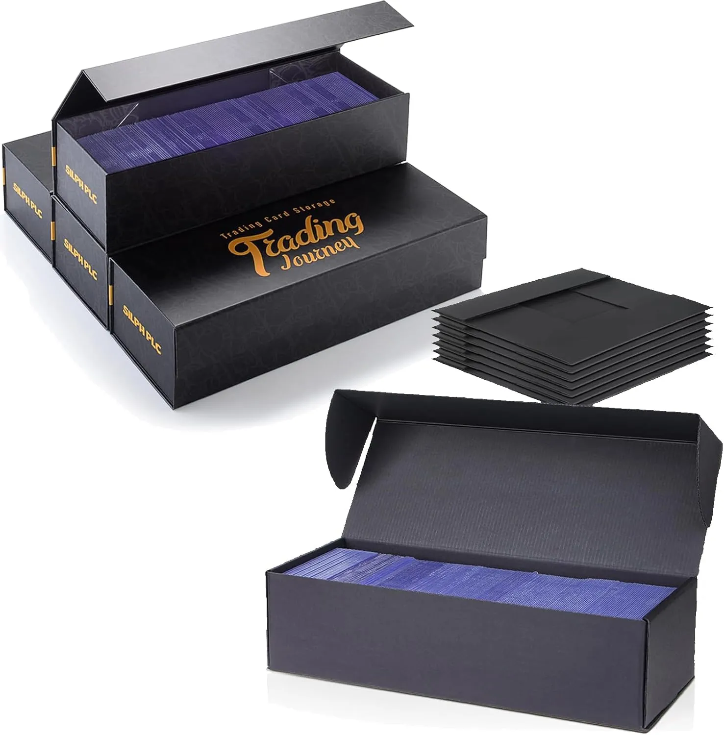 Silph PLC Trading Card Storage Box-[12 Pack], Baseball Hobby Card Holder Case for Sports Cards, Top Loader Storage Box Cases with Labels for 800 Cards, 200 Top Loaders