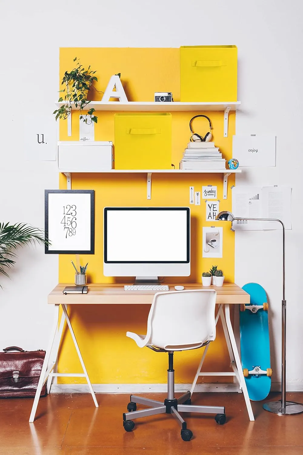 Simple Houseware Foldable Cube Storage Bin - 6 Pack (Yellow)