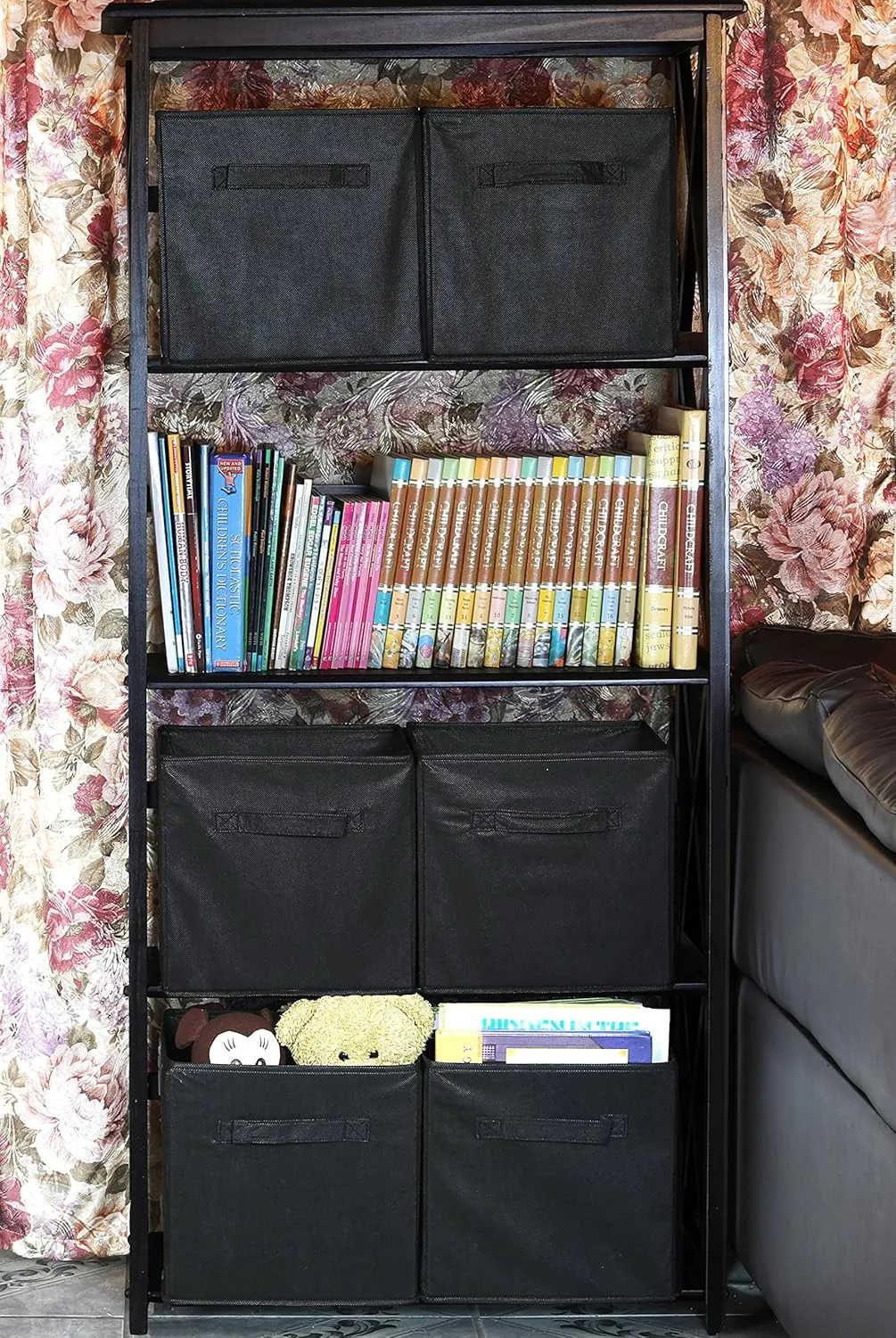 Simple Houseware Foldable Cube Storage Bin, Black - 6 Pack