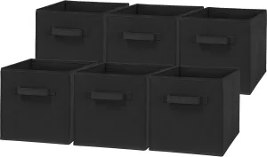 Simple Houseware Foldable Cube Storage Bin, Black - 6 Pack