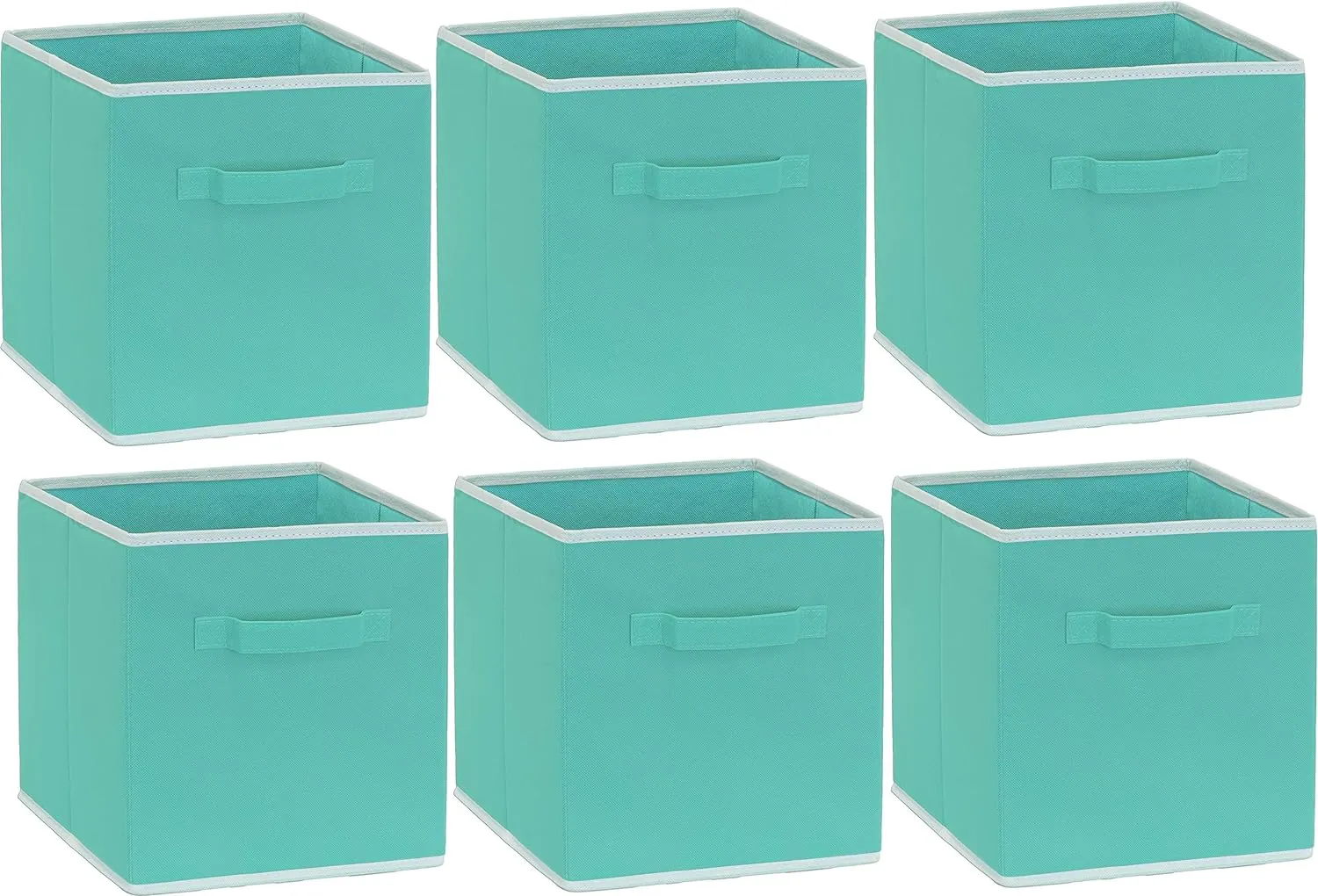 Simple Houseware Foldable Cube Storage Bin, Turquoise - 6 Pack