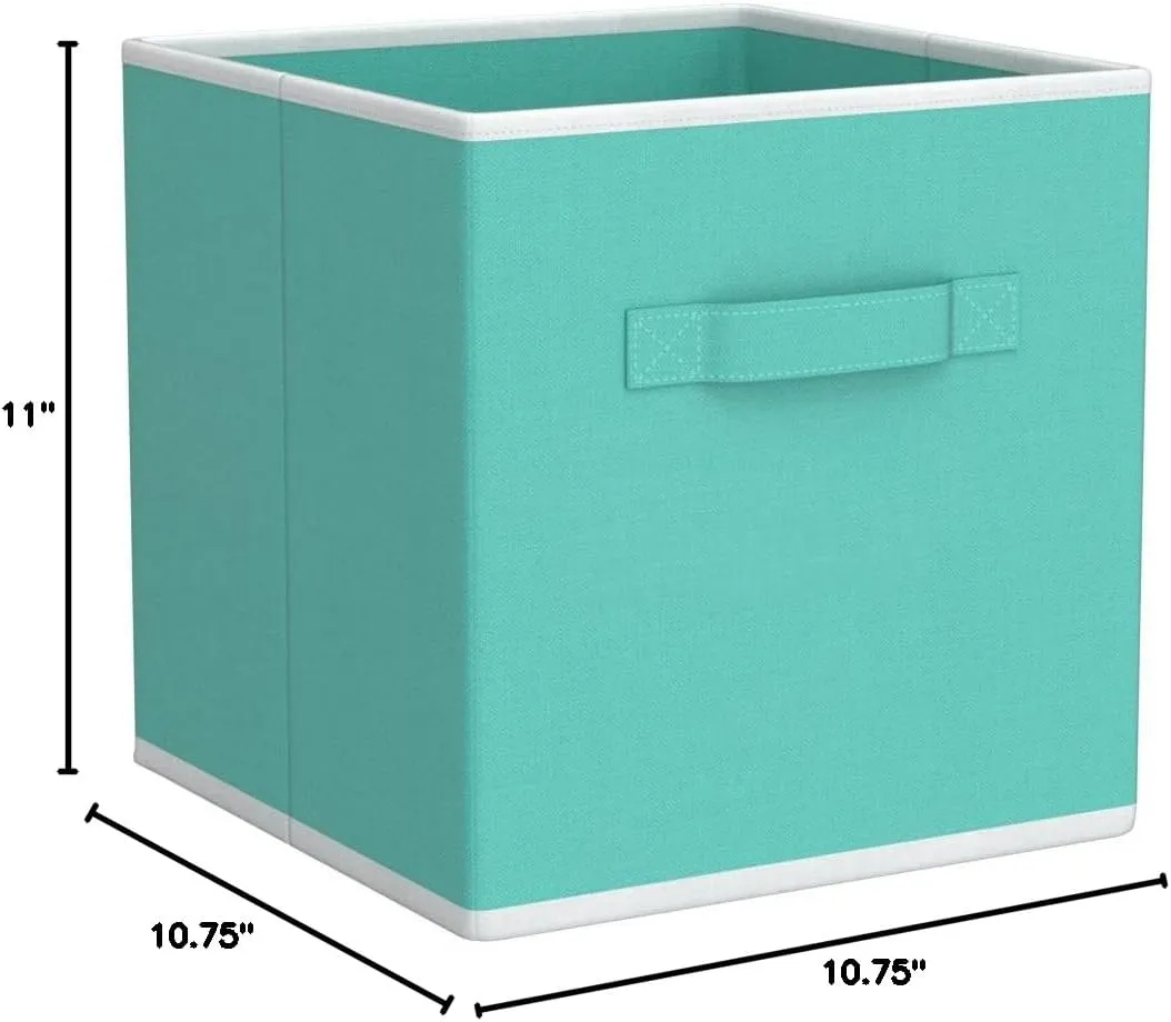 Simple Houseware Foldable Cube Storage Bin, Turquoise - 6 Pack