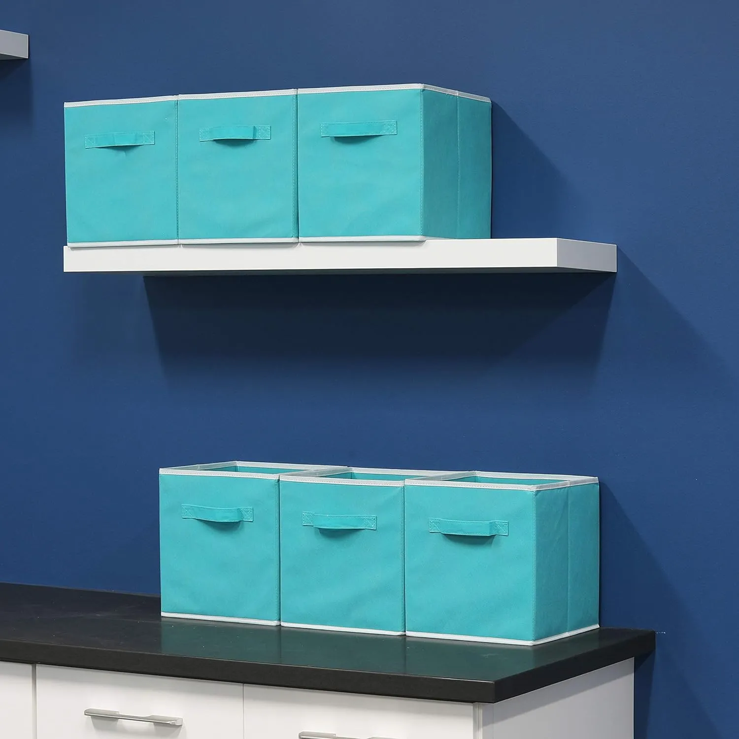 Simple Houseware Foldable Cube Storage Bin, Turquoise - 6 Pack