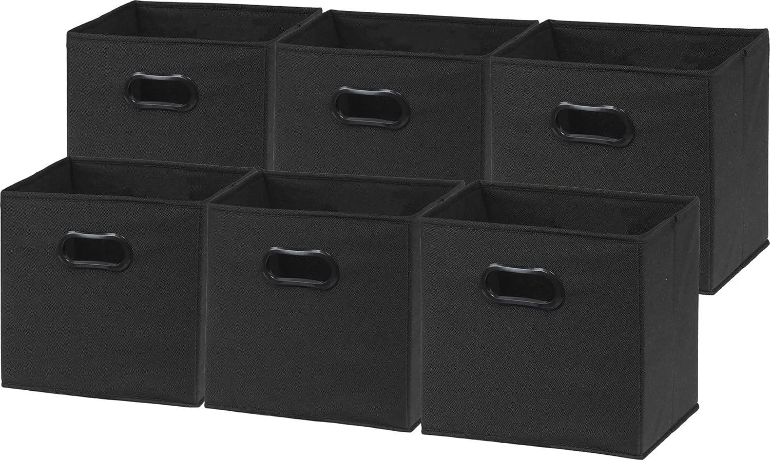 Simple Houseware Foldable Cube Storage Bin with Handle, 11-Inch Black - 6 Pack