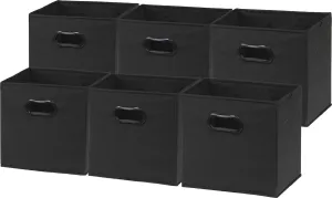 Simple Houseware Foldable Cube Storage Bin with Handle, 11-Inch Black - 6 Pack