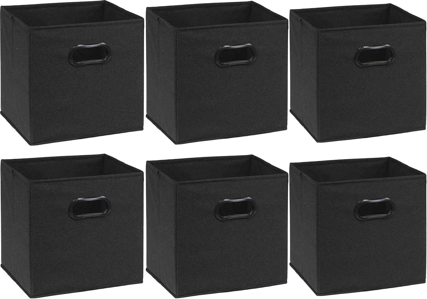 Simple Houseware Foldable Cube Storage Bin with Handle, 11-Inch Black - 6 Pack