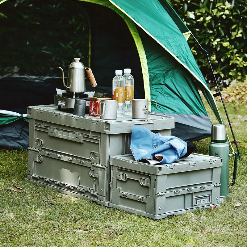 Simply Modular - Shimoyama Versatile Large Foldable Plastic Outdoor Camping Storage Bin Box (Large Khaki)