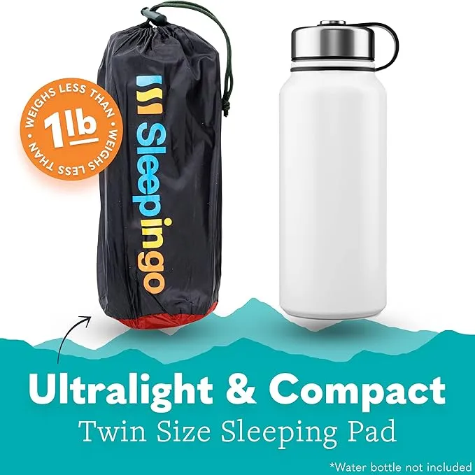 Sleeping Pad for Camping - Ultralight Sleeping Mat for Camping, Backpacking, Hiking - Lightweight, Inflatable Air Mattress - Compact Camping Mats for Sleeping-red with Black back-1pk