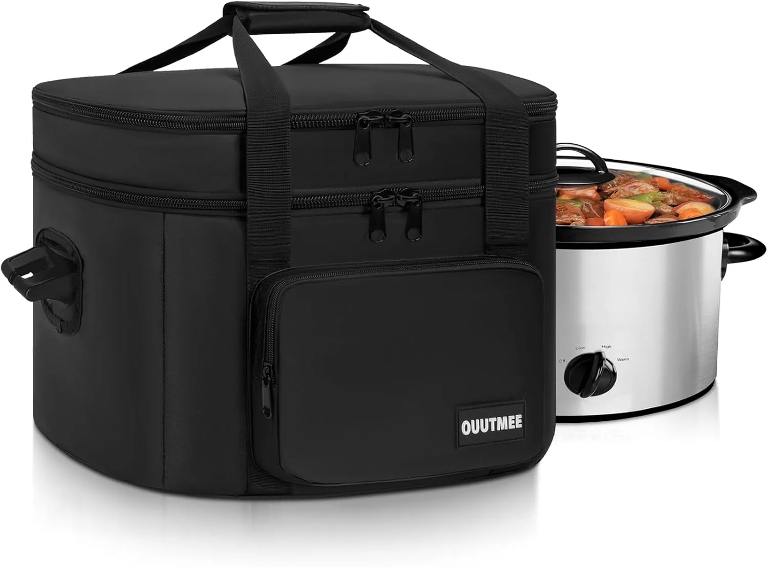 Slow Cooker Travel Bag, 2 Layers Slow Cooker Carrier, Compatible with 6, 7, 8 Quart Crock-Pot, Insulated Travel Carrier with Easy to Clean Lining