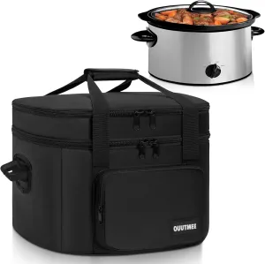 Slow Cooker Travel Bag, 2 Layers Slow Cooker Carrier, Compatible with 6, 7, 8 Quart Crock-Pot, Insulated Travel Carrier with Easy to Clean Lining