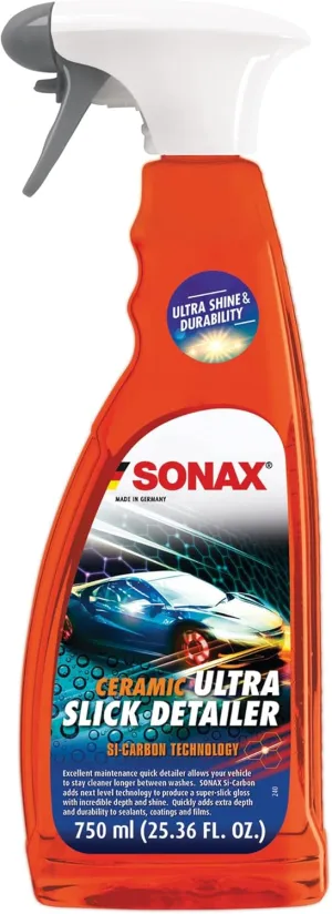 SONAX Ceramic Ultra Slick Detailer | Ceramic Quick Spray Detailer | Si Carbon Ceramic | Durable High Shine Detailer | Slick to The Touch Detailer | Waterless Wash | 750ml | 25.4 fl. Oz. | 268400
