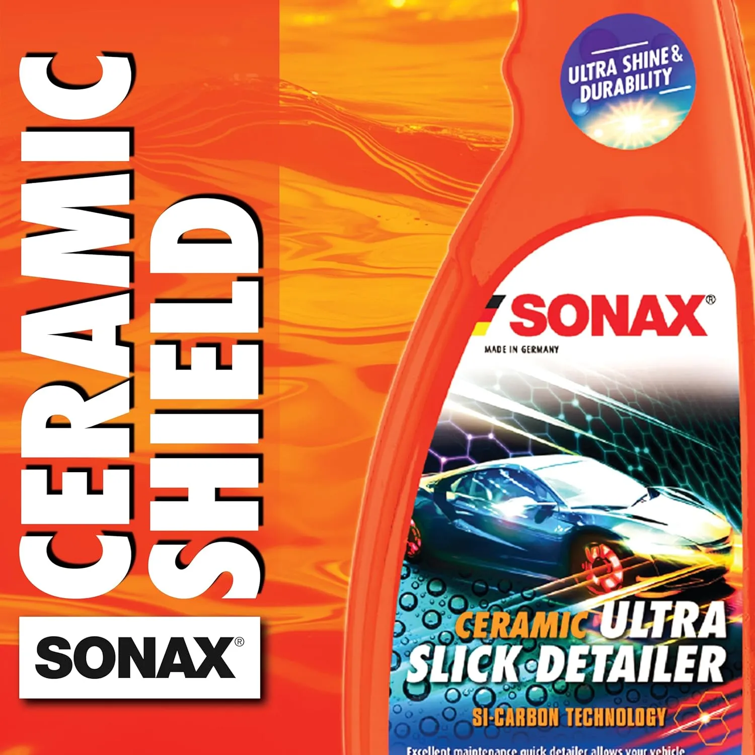 SONAX Ceramic Ultra Slick Detailer | Ceramic Quick Spray Detailer | Si Carbon Ceramic | Durable High Shine Detailer | Slick to The Touch Detailer | Waterless Wash | 750ml | 25.4 fl. Oz. | 268400
