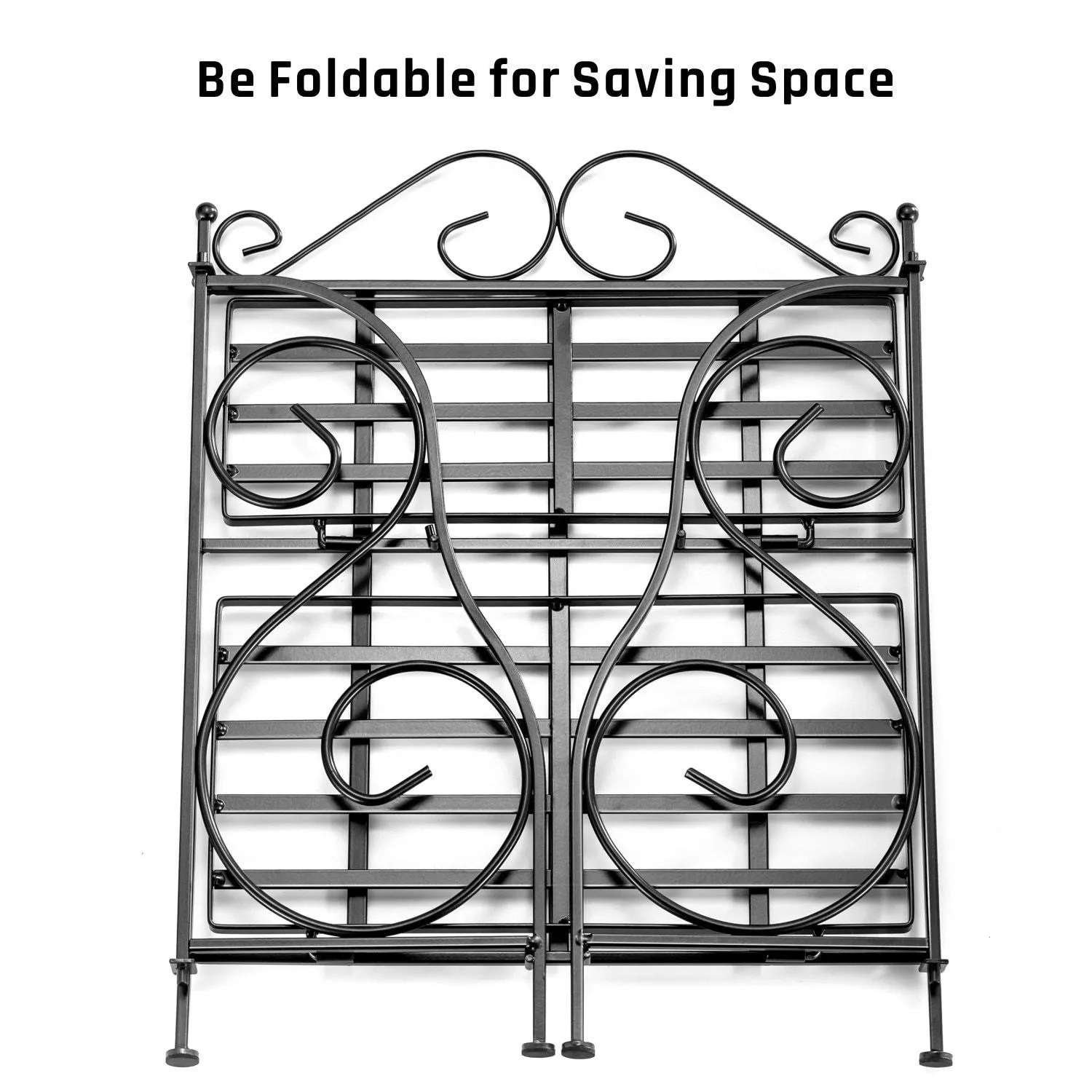 Spice Rack, iSPECLE 2-Tier Foldable Shelf Rack Kitchen Bathroom Countertop, 2-Tier Standing Storage Organizer Spice Jars Bottle Shelf Holder Rack -Black
