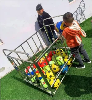 Sports Ball Storage Stand Ball Storage Garage Organizer Rolling Basketball Cart with Wheels, Outdoor Waterproof Ball Bin Sports Equipment Rack Stand for School/Church (No Lid-120x80x90cm)
