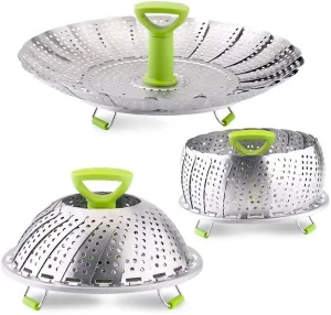 Stainless Steel Folding Steamer Basket Insert For Veggie Fish Seafood Cooking