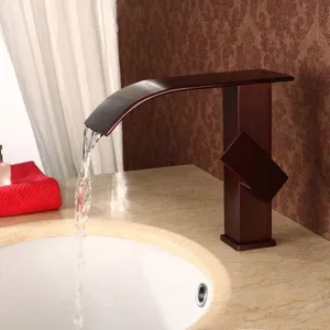 Stainless Steel Taps Bathroom Vanity Sink Faucet Modern Waterfall Spout Faucet Orb Plating Pure Copper Ceramic Spool Suitable for Bathroom Hotel