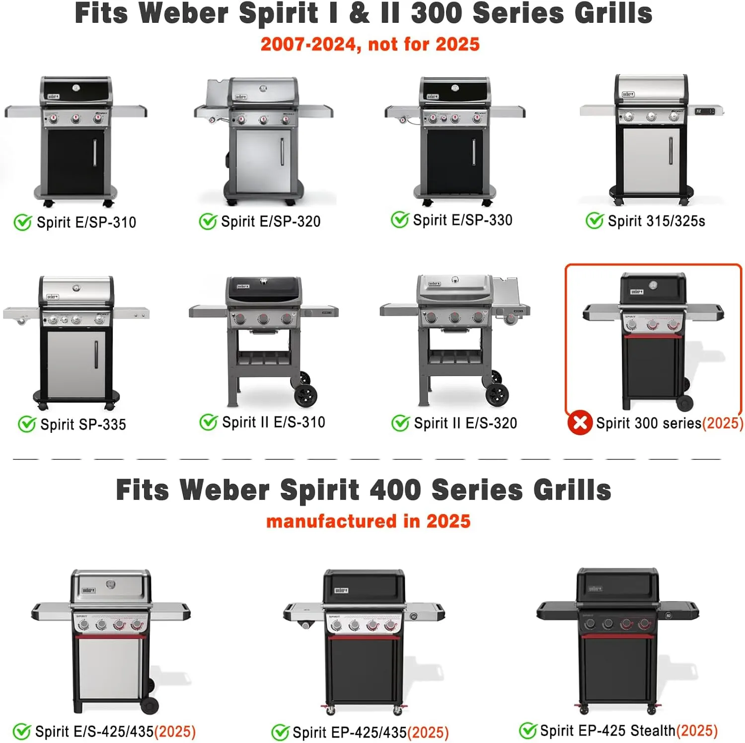 Stanbroil Nonstick Griddle Insert for Weber Spirit 300, Spirit 400 Series, Full Size Flat Top Griddle for Weber Spirit 310 315 320 330 335 425 435, Rust-Resistant