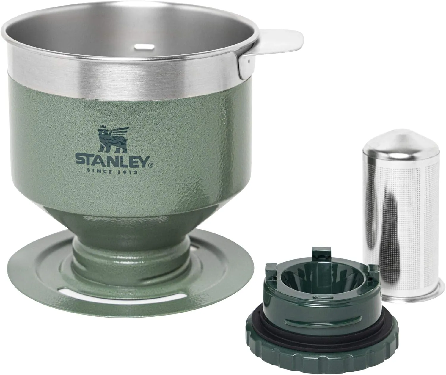 Stanley Perfect Brew Pour Over | Manual Single Cup Coffee Maker | Drip Coffee Maker with Reusable Filter | Easy Clean Stainless Steel | BPA-Free | Hammertone Green