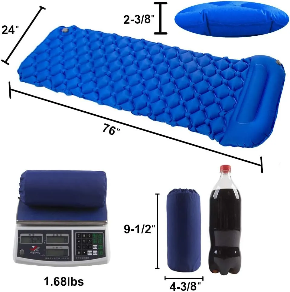 Star Smart Sleeping Pad for Camping Inflatable Backpacking Pad with Pillow, Ultralight Durable Camping Mattress,Hiking Air Mat,Camp Sleep Pad for Hiking Traveling & Outdoor Activities