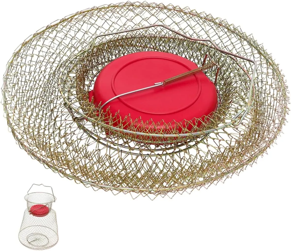 Steel Wire Fish Baskets Portable and Collapsible Ideal for Fishing Crabbing and Organizing Small Items