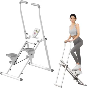 Steppers for Exercise, Stair Stepper with Resistance Bands,Compact Folding Cardio Exercise Climber with Extended Step Range, with 400LBS Loading Capacity & Adjustable Handlebar