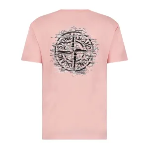 STONE ISLAND DIGITAL COMPASS PRINT LOGO T-SHIRT PINK