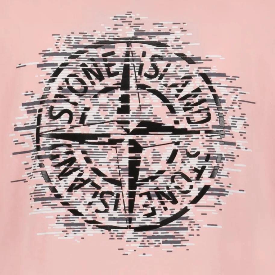 STONE ISLAND DIGITAL COMPASS PRINT LOGO T-SHIRT PINK