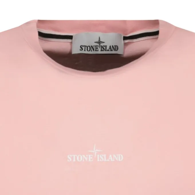 STONE ISLAND DIGITAL COMPASS PRINT LOGO T-SHIRT PINK