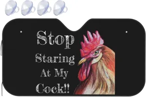 Stop Staring at My Cock Car Windshield Sunshade Foldable Size S/M Universal Fit Funny Car Windshield Sun Shade Cover Aluminum Foil Material Uv Protection Front Window Sun Protector Small
