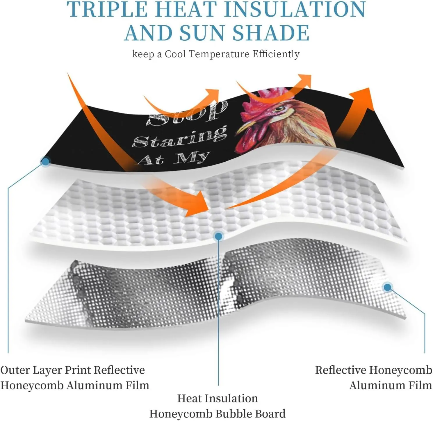 Stop Staring at My Cock Car Windshield Sunshade Foldable Size S/M Universal Fit Funny Car Windshield Sun Shade Cover Aluminum Foil Material Uv Protection Front Window Sun Protector Small