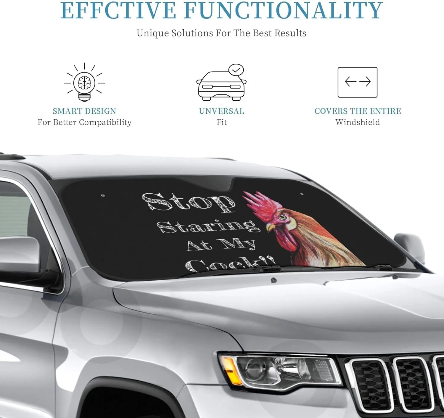 Stop Staring at My Cock Car Windshield Sunshade Foldable Size S/M Universal Fit Funny Car Windshield Sun Shade Cover Aluminum Foil Material Uv Protection Front Window Sun Protector Small