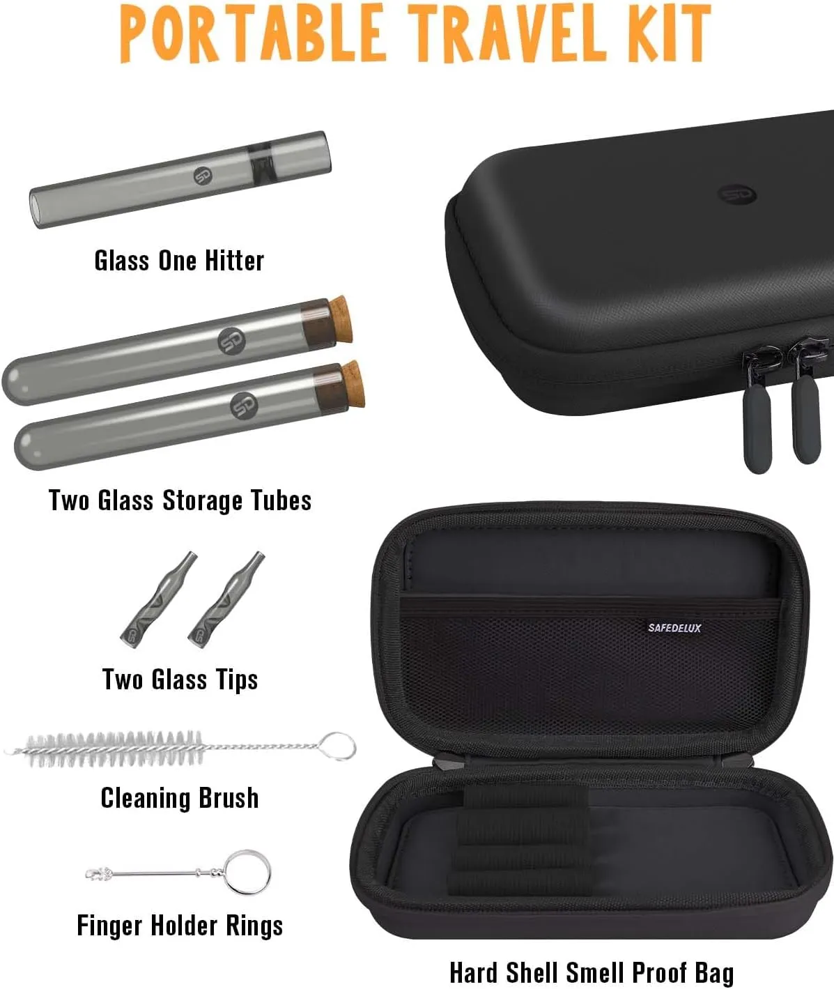 Storage Bag Set with Waterproof Airtight Zippers, Carbon Lining Storage Bag Durable Organizer Case Set Great for Travel (Black)