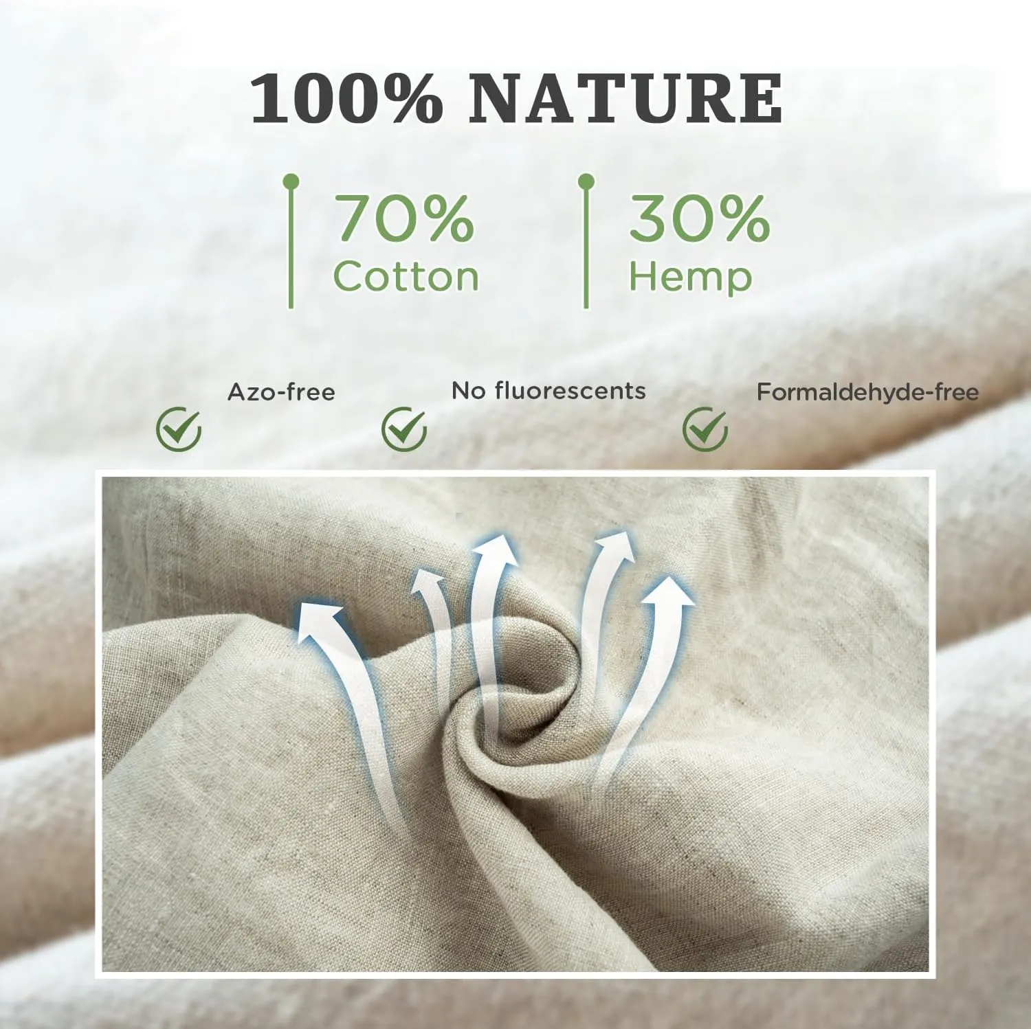 Storage Baskets - Natural Breathable Cotton Linen Material and Durable Handles - Collapsible Storage Bins for Organizing Shelves, Closet, Toys, Books