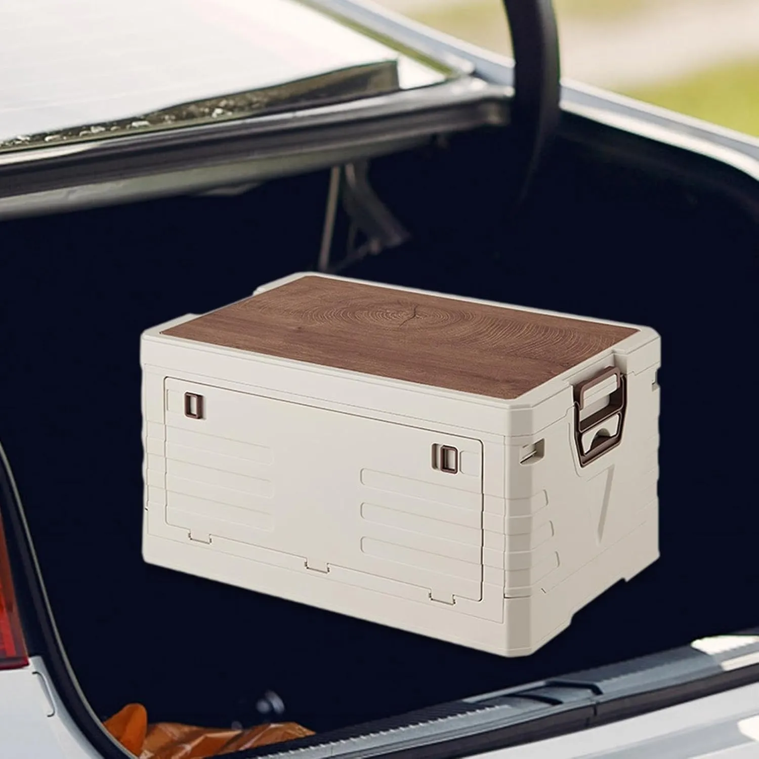 Storage Bin, Camping Storage Box with Handle, Folding Storage Box for Fishing, Medium Single Layer