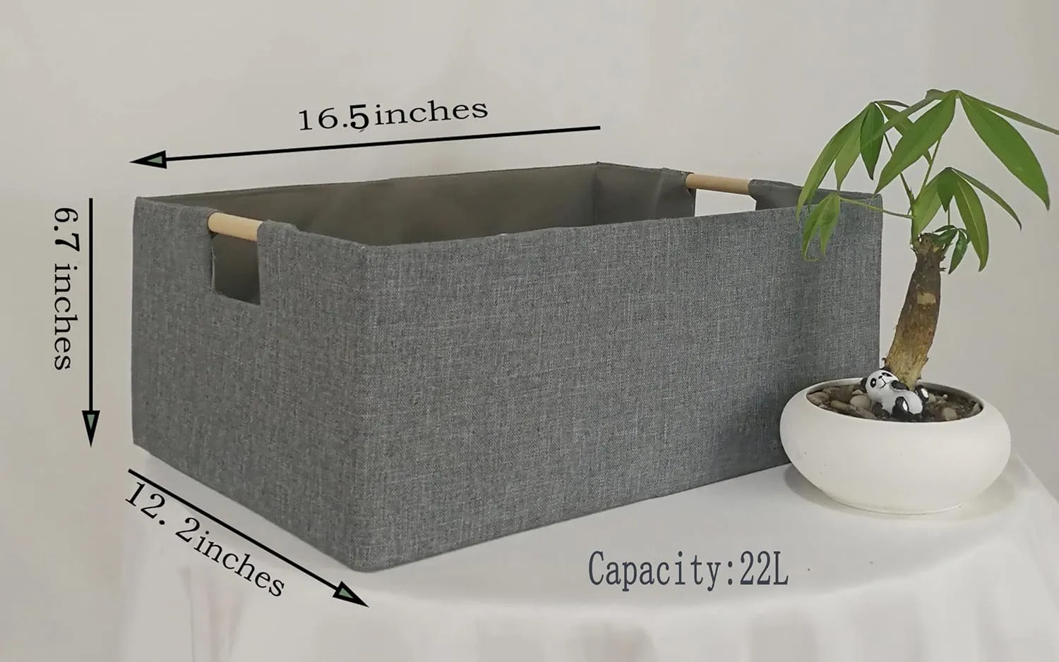 Storage Bin for Shelves Rectangle Closet Baskets Foldable Box with Handles, Gray Storage Bins, Storage Boxes for Home Office Car Dormroom
