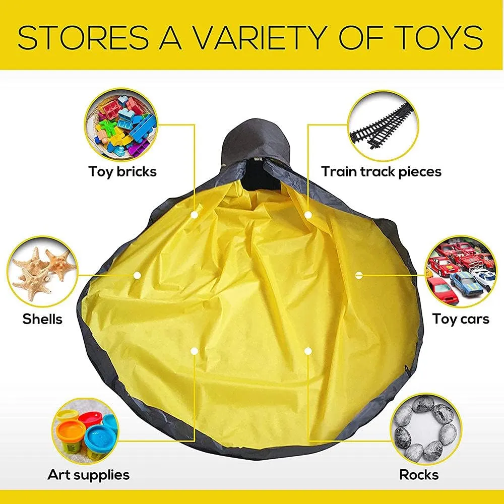 Storage Organizer Baskets and Play Mat, Outdoor Quick Storage Bag, Bag with Zipper, Organizer, Quick Collapsible Canvas Bin-Dark Grey