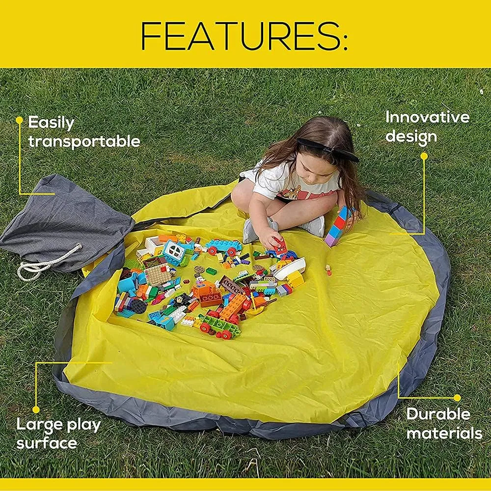 Storage Organizer Baskets and Play Mat, Outdoor Quick Storage Bag, Bag with Zipper, Organizer, Quick Collapsible Canvas Bin-Dark Grey