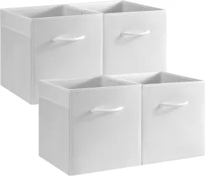 StorageWorks White Storage Cubes, 11-inch Storage Cubes with Handle, Cube Organizer Baskets for Shelves and Closet, Collapsible Storage Bins, 4-Pack