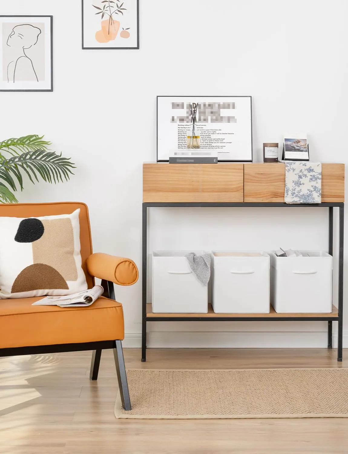 StorageWorks White Storage Cubes, 11-inch Storage Cubes with Handle, Cube Organizer Baskets for Shelves and Closet, Collapsible Storage Bins, 4-Pack