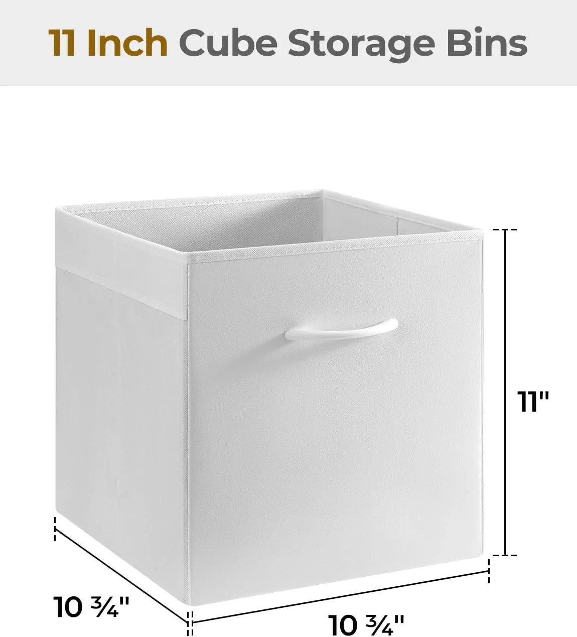 StorageWorks White Storage Cubes, 11-inch Storage Cubes with Handle, Cube Organizer Baskets for Shelves and Closet, Collapsible Storage Bins, 4-Pack