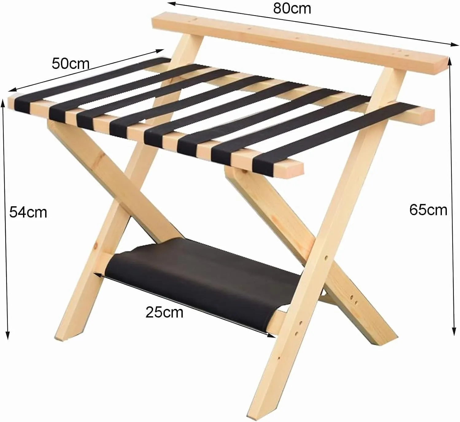 Suitcase Stand for Guest Room - Luggage Rack, Solid Wood Travel Bag Organizer, Hotel/Bedroom/Guest Room, Double Layer Luggage Rack with Backrest, Home Hotel Foldable Suitcase Rack(Red,1pcs)