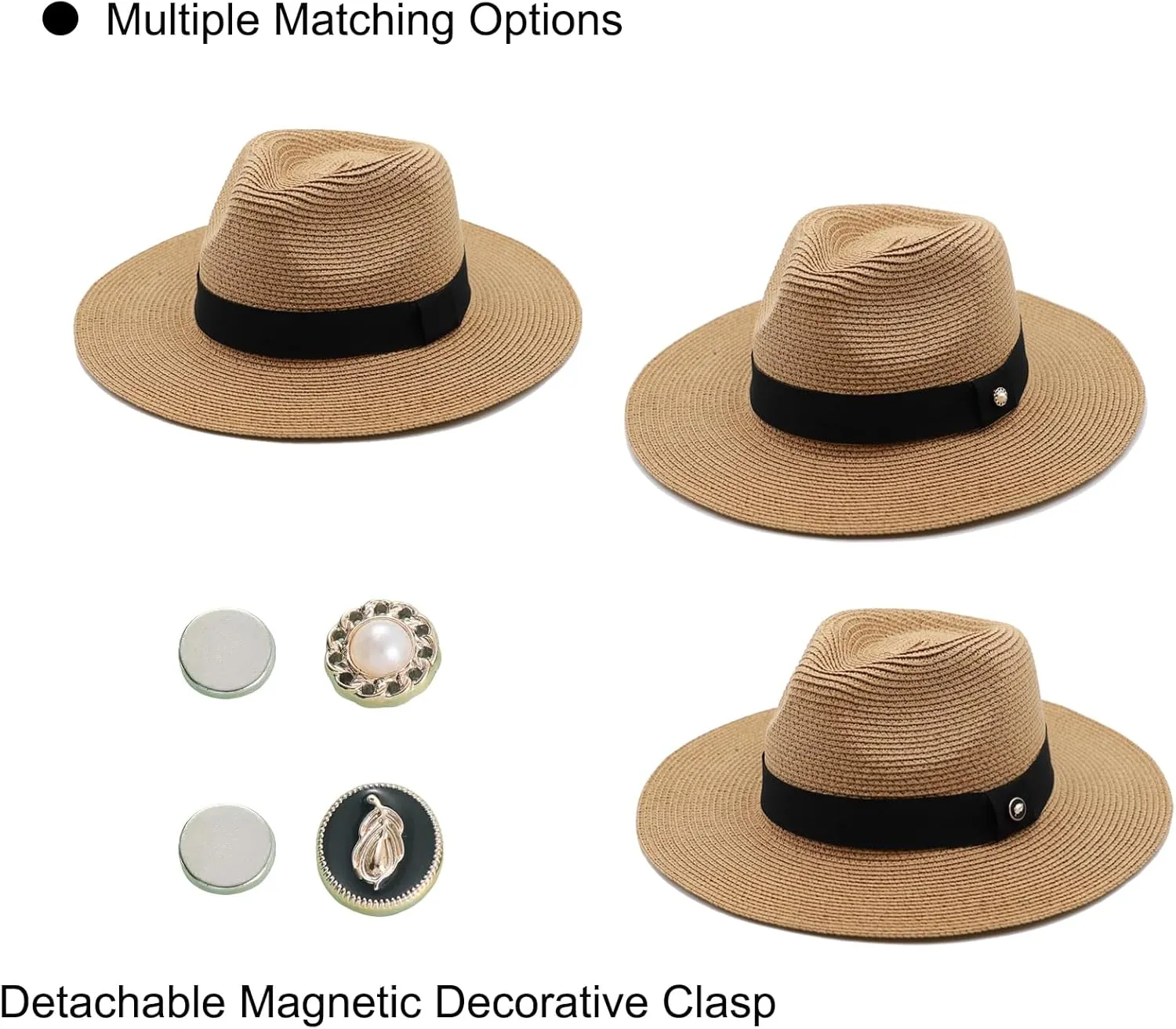 Sun Hat for Women Straw Hat Wide Brim Panama Hat Beach Hat for Men Fedora Hat for Women