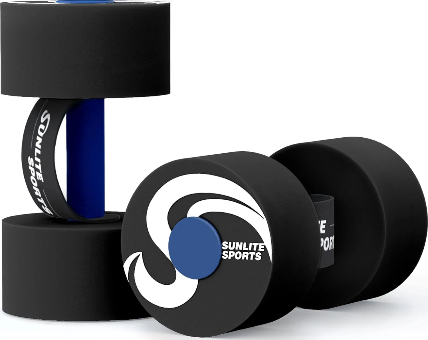 Sunlite Sports Water Weights Pool Exercise Dumbbells, Water Aerobic Equipment, High-Density EVA-Foam Dumbbell with Handle Strip, Aqua Therapy, Pool Fitness, Water Exercise, Set of 2