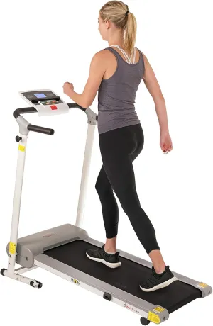 Sunny Health & Fitness Compact Foldable Treadmill - Easy Assembly, Quiet Operation, LCD Performance Monitor, Device Holder - Running & Walking Exercise, Optional Free SunnyFit App Bluetooth Connection