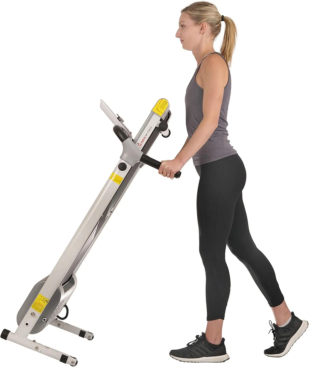 Sunny Health & Fitness Compact Foldable Treadmill - Easy Assembly, Quiet Operation, LCD Performance Monitor, Device Holder - Running & Walking Exercise, Optional Free SunnyFit App Bluetooth Connection