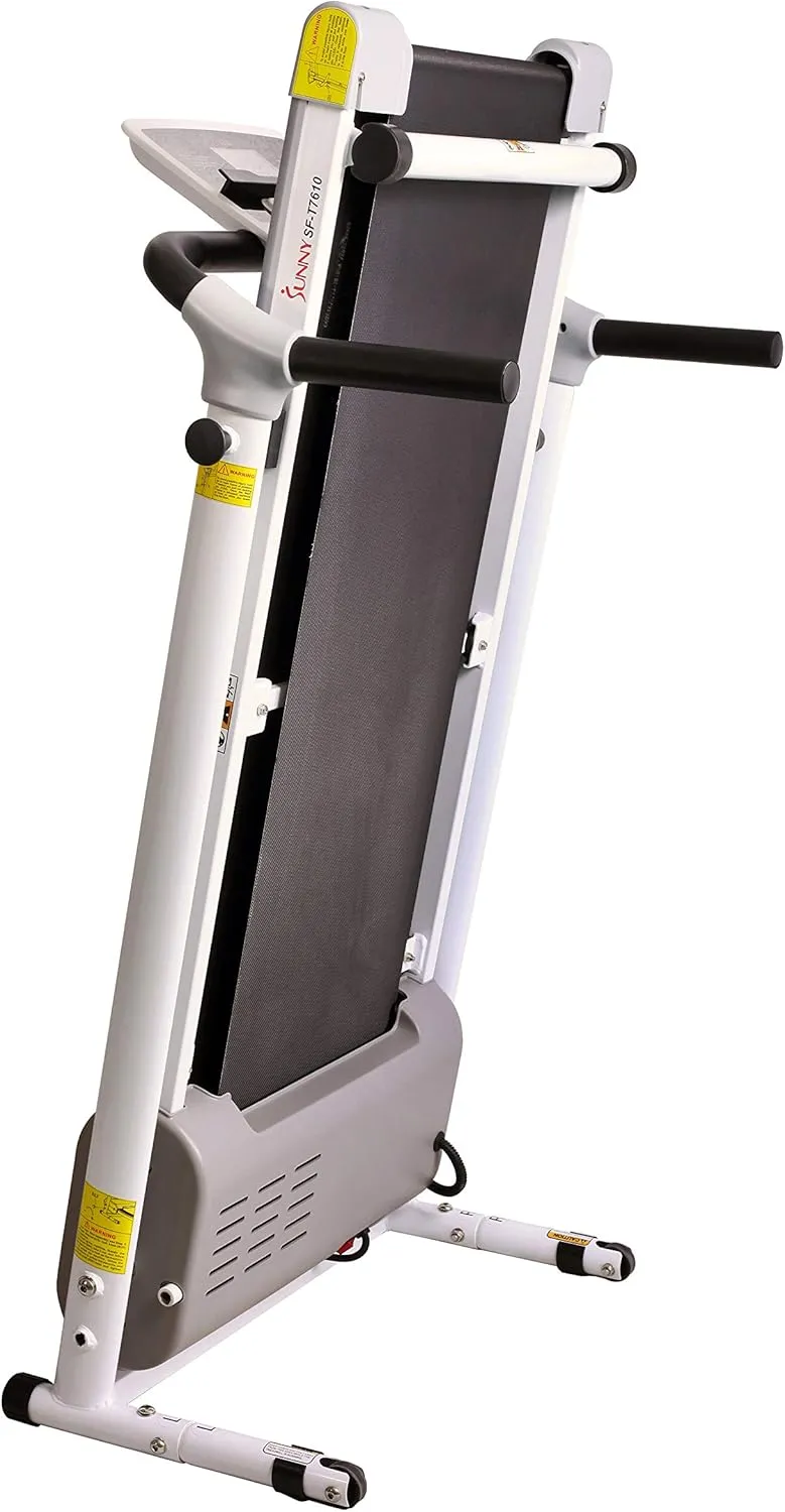 Sunny Health & Fitness Compact Foldable Treadmill - Easy Assembly, Quiet Operation, LCD Performance Monitor, Device Holder - Running & Walking Exercise, Optional Free SunnyFit App Bluetooth Connection