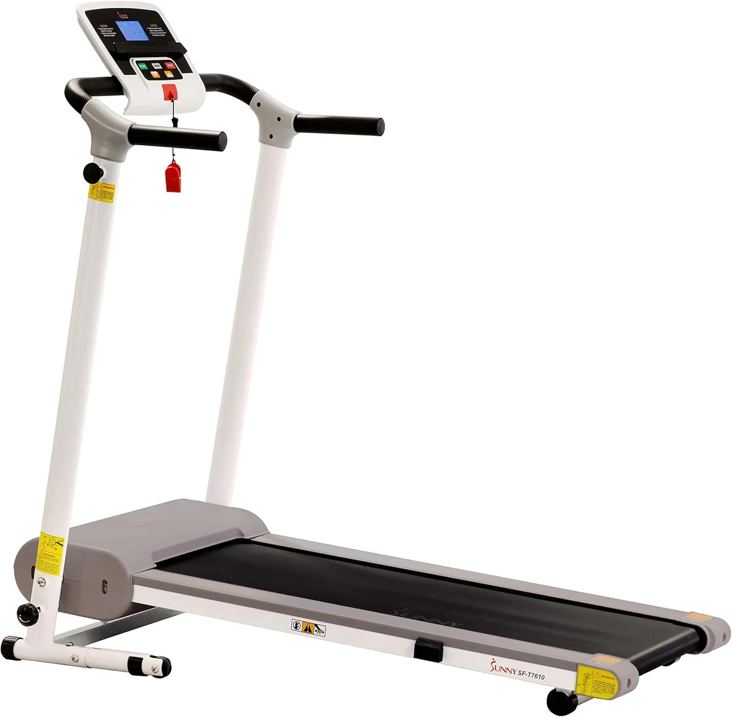 Sunny Health & Fitness Compact Foldable Treadmill - Easy Assembly, Quiet Operation, LCD Performance Monitor, Device Holder - Running & Walking Exercise, Optional Free SunnyFit App Bluetooth Connection